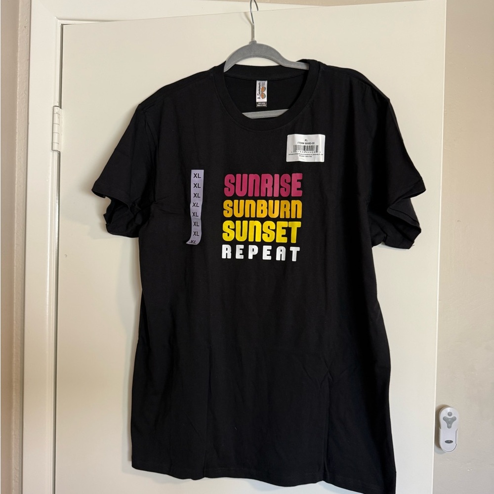 Black Tee with Vibrant Text Design